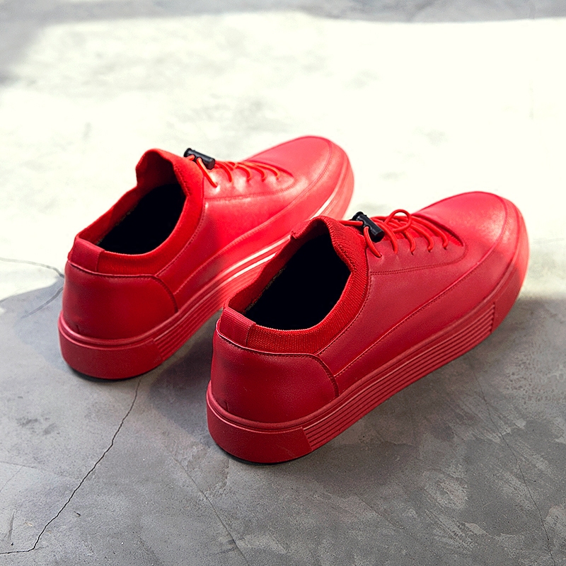 韩版潮流红色板鞋男百搭袜子男鞋春季潮鞋子小