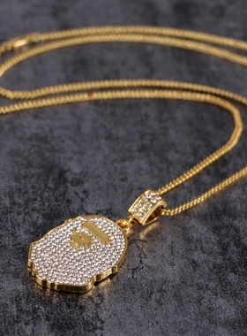 手工镶钻嘻哈风项链吊坠