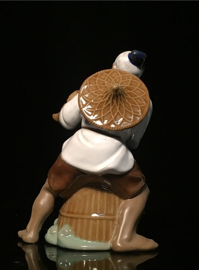 陶瓷假山姜太公钓鱼渔翁工艺品