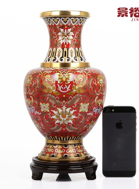 景泰蓝花瓶掐丝珐琅送领导大寿桃