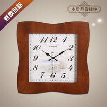 TQJ Korean version of wood square hanging bell quartz clock table Book room Living room bedroom mute hanging table clock