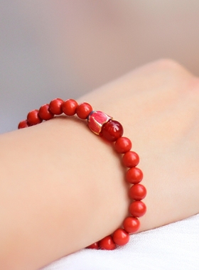 红绳手链湘西原产朱砂红砂女