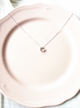 纯银镶嵌月亮项链