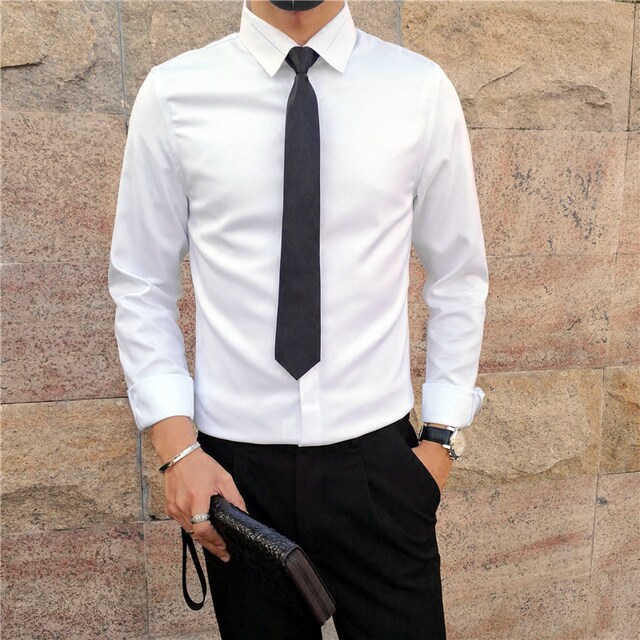 British Style New Korean Style Slim Fit No-Iron Casual Shirt