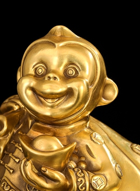 匠泽铜魂金猴送福开业礼品摆件