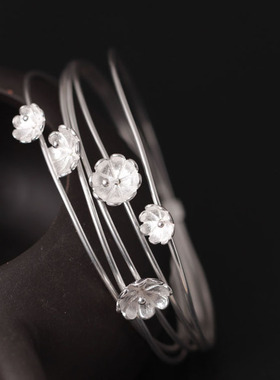 纯银多层花朵波西米亚风手饰品