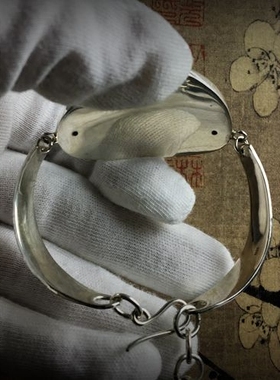 青花瓷手镯手工925纯银古瓷首饰 康熙官窑凤凰纹古董女款手链镯子