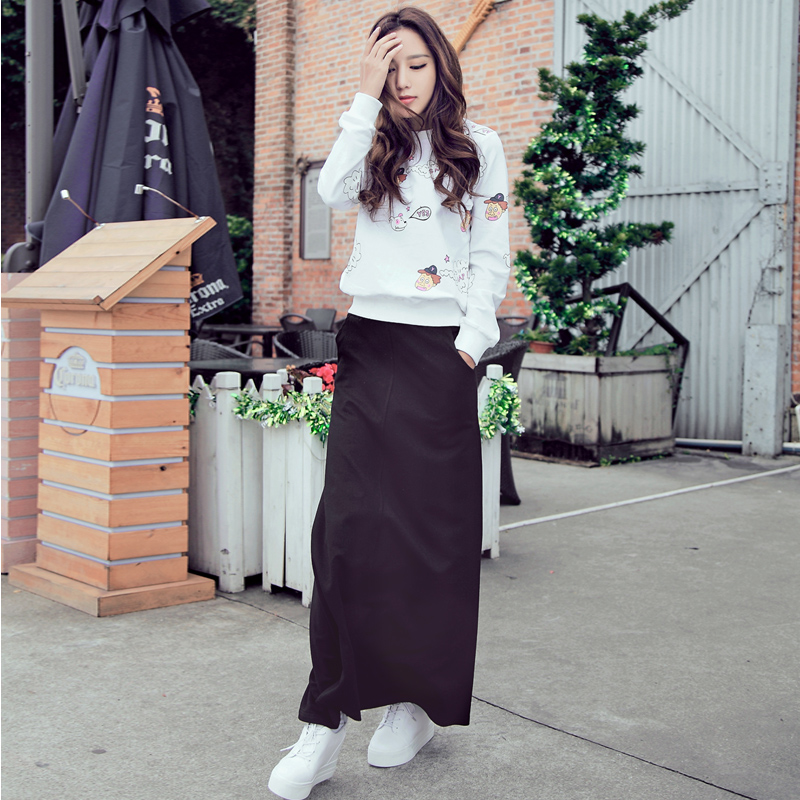 鱼余秋装女装韩版白色圆领卫衣女休闲时尚套装