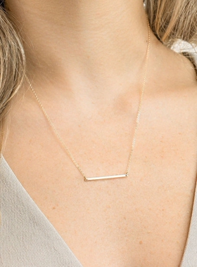 新品14k包金手工制作横牌项链