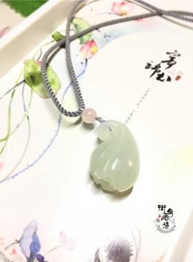 咩の手作和田青料白玉精工雕刻玉兰花尺寸27.2×15×18.1