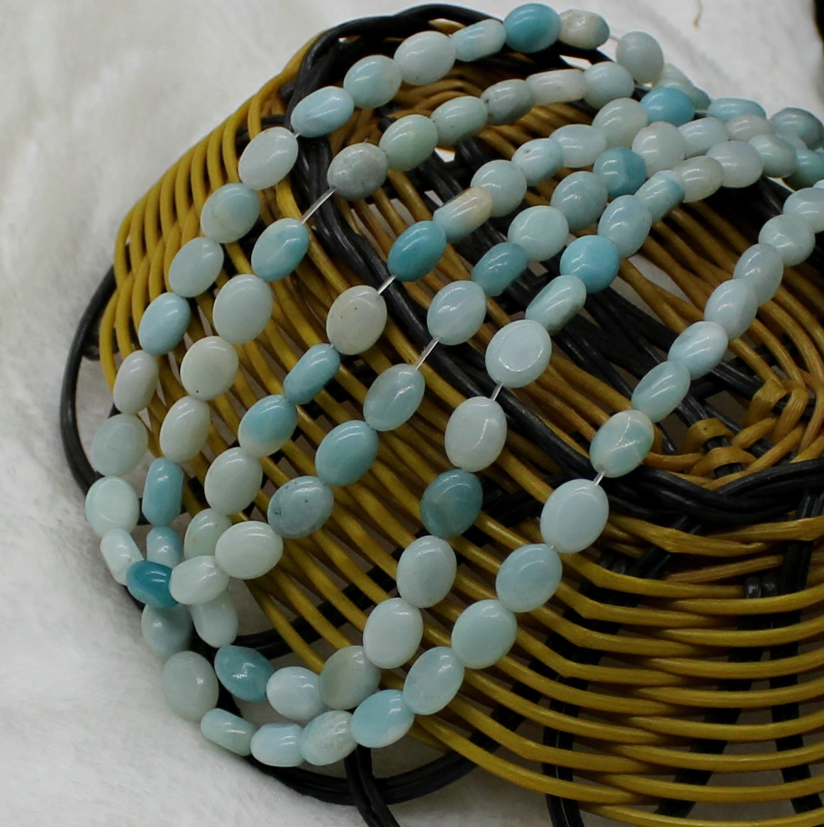 天然天河石/印度玛瑙/蓝纹黑闪光西瓜晶随形扁形串珠 DIY配件材料