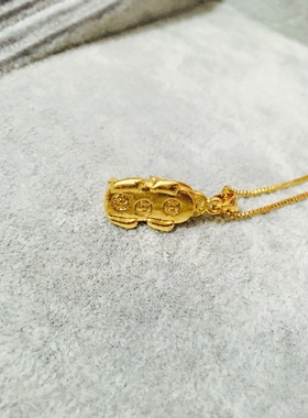 实心沙金貔貅项链小号