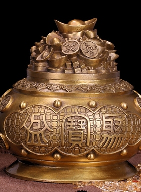 纯铜五路财神存钱罐开业礼品