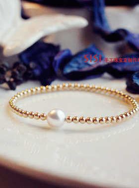 天然淡水韩国潮流小金珠百搭手链