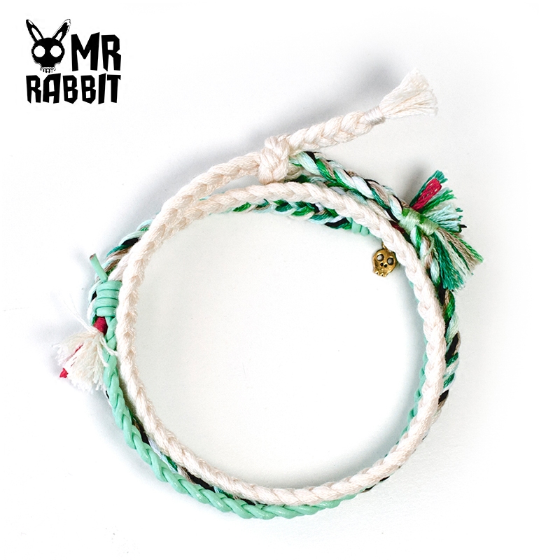 MR RABBIT 定制纯手工编织三层许愿手绳愿望手链生长和平健康 - 图0