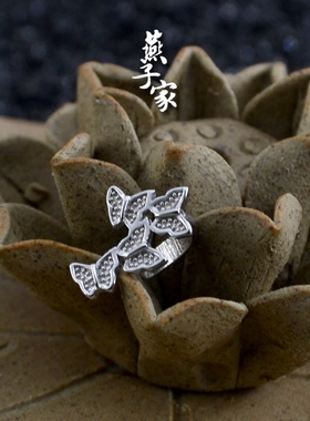 diy燕子家925纯银蝴蝶项链坠原石