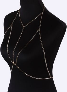 莱茵石性感比基尼哥特风身体链