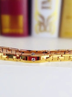 台湾高档钨钢黄金色镶钻保健手链