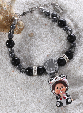 萌趣趣风手链黑色礼物串珠饰品