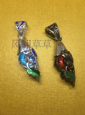 热卖推荐纯银年年有鱼牙齿加工套景泰蓝纯银牙齿加工套银饰正品