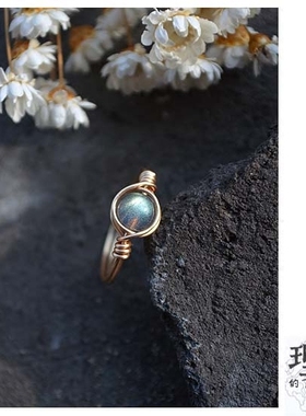 天然拉长石纯银礼物尾戒手工定制