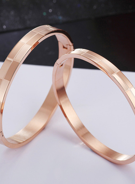 情侣钛钢韩版嘻哈玫瑰金手镯手环