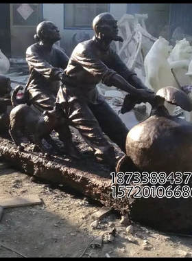 玻璃钢拔萝卜文化园林人物雕塑