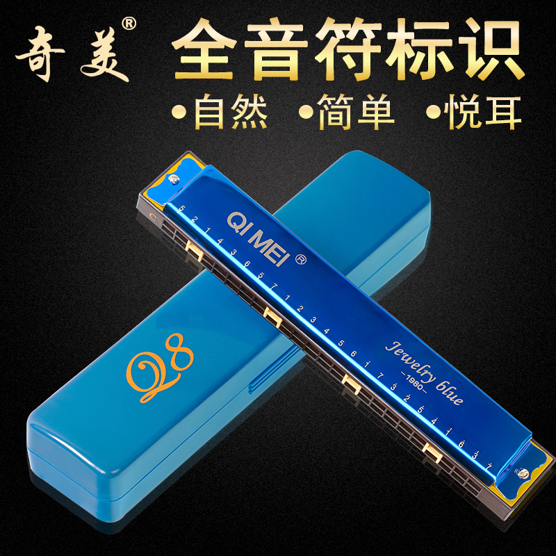兰韵乐器专营店奇美口琴复音C调高级24孔专业入门初学者儿童成人学生演奏级乐器1