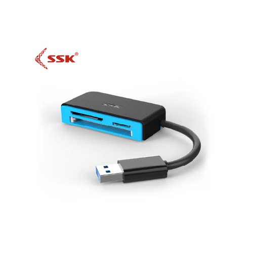 SSK/飚王 USB3.0高速读卡器多合一可读CF SD大卡TF手机小卡 尼康佳能单反相机通用电脑车载两用读卡器SCRM330 - 图0