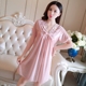 Mùa hè phụ nữ Hàn Quốc ngắn tay băng lụa váy ngủ gợi cảm cám dỗ lụa mỏng phần váy ren đồ ngủ phụ nữ dịch vụ nhà - Đêm đầm váy đầm đẹp Đêm đầm