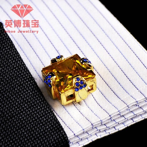 英博法式金属袖扣镶嵌工艺亮钻法式衬衫袖钉 cufflinks g728-图3