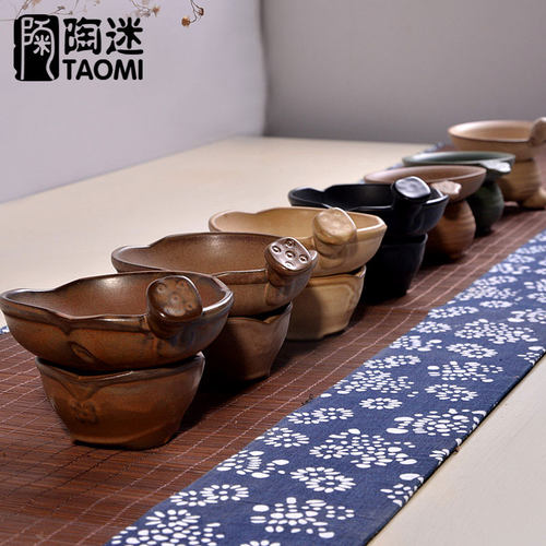 陶迷陶瓷茶漏粗陶茶滤网茶托组茶道配件功夫紫砂茶具配件咖啡过滤 - 图2
