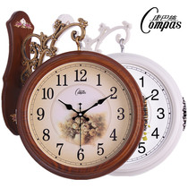 Conbassie Eurostyle Double-sided Clock Living Room Large Number Two Sides Hung Clock Silent Creative Clock Modern Quartz Clock Table Hanging Watch