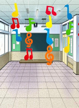 幼儿园教室环境布置音符空中吊饰