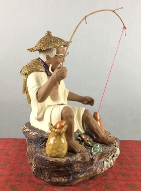 得利渔翁陶瓷客厅招财人物装饰品