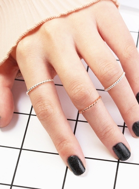 戒指女款日韩国麻花关节S925纯银