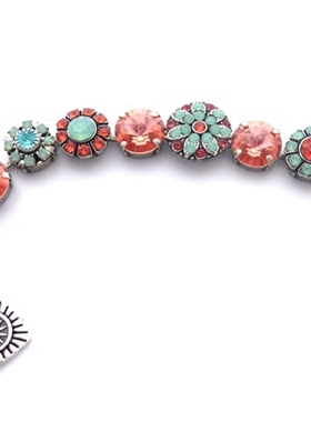 浪漫桃红色花朵太平洋蛋白石手链