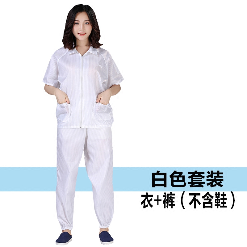 静电服上衣短袖无尘服分体夏季工作服薄款防尘拉链短款电子厂工衣 - 图3