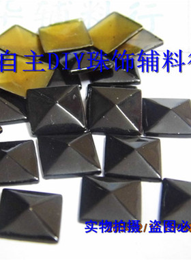 四方形尖顶烫铆钉铜烫片散珠DIY服装粘烫钻铜片5X5mm金字塔纯黑色