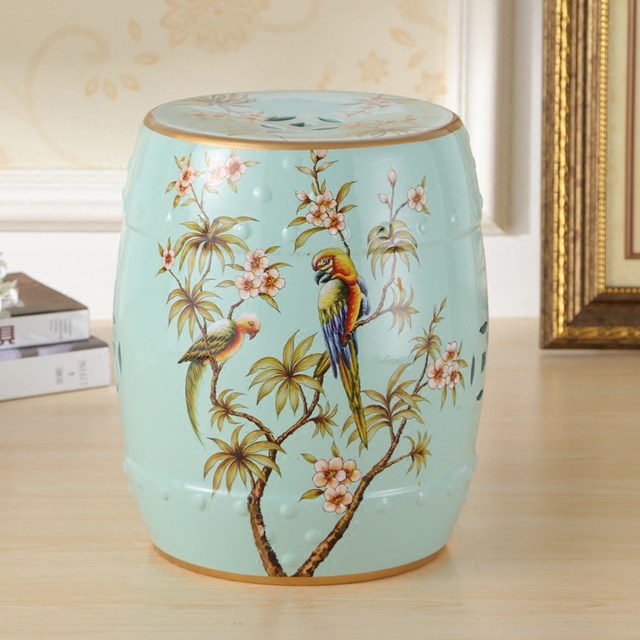 New Chinese style classical dressing stool hand painted with flowers and birds