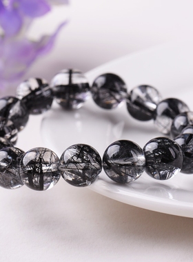 巴西黑发晶手链男女天然水晶单圈