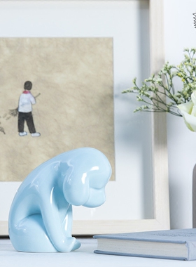 小狗陶瓷吴安原创艺术风生日雕塑