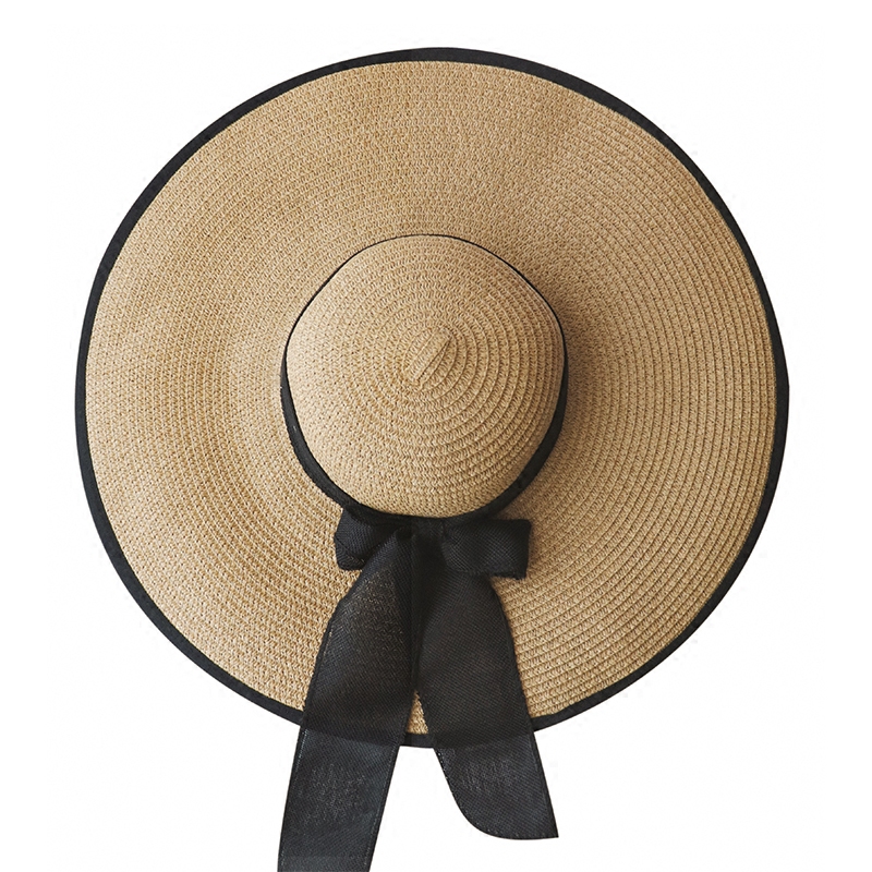 超大帽檐 遮阳草帽子女复古可折叠夏季防晒海滩帽度假韩版太阳帽