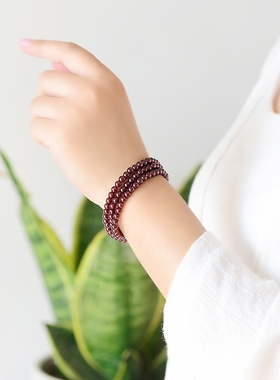 玻璃体酒红石榴石水晶现货手串