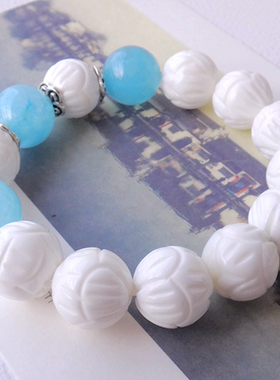 白色海蓝宝水晶手链包邮