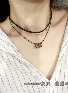 蕾丝皮质原宿朋克风项圈2件包邮