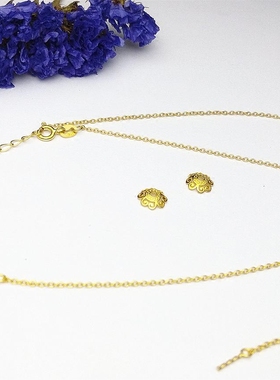 s925纯银镀黄金带圆珠空托延长链