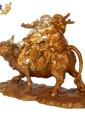 纯铜弥勒佛摆件生肖牛工艺品