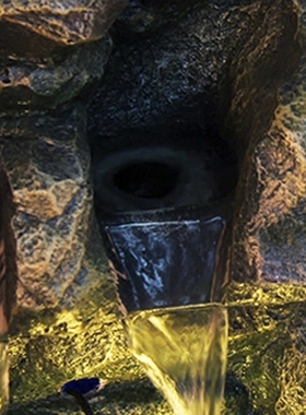 中式风田园庭院喷泉造景落地假山