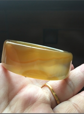 佳石琦缘 巴西纯天然原石蜜糖加宽玛瑙手镯小口径宝宝手环66